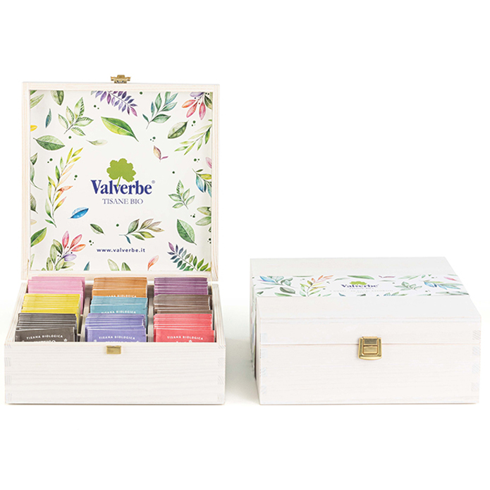 Cofanetto Tisane in legno personalizzato Valverbe -Bianca- Vuoto