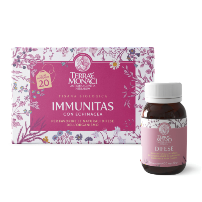 KIT IMMUNITAS – tisana IMMUNITAS 30g-20 Filtri + 50 capsule DIFESE 200 mg-10g