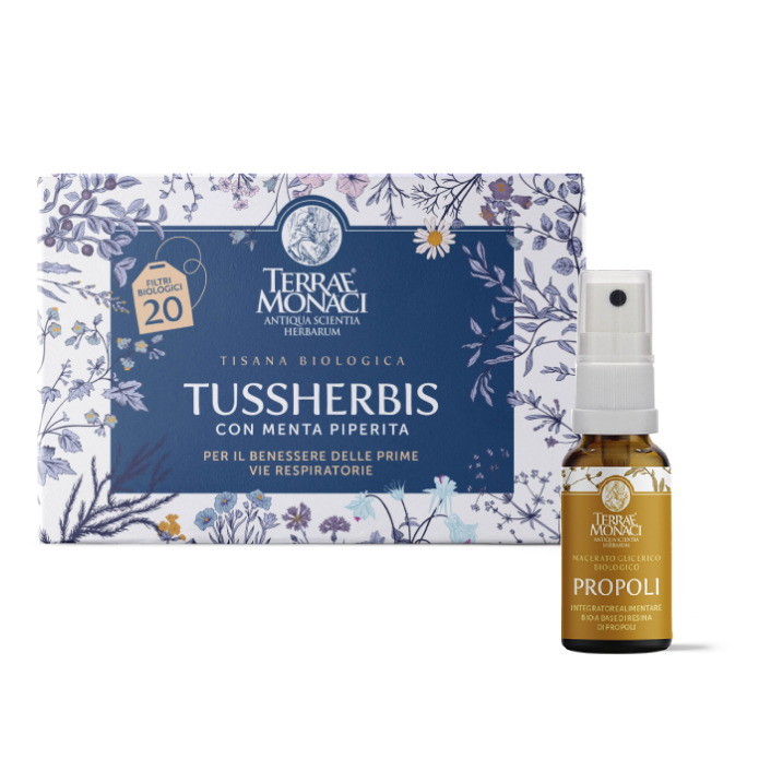 KIT VIE RESPIRATORIE: tisana THSSHERBIS-20g-20 Filtri + PROPOLI-20ml-Alcool 60%Vol
